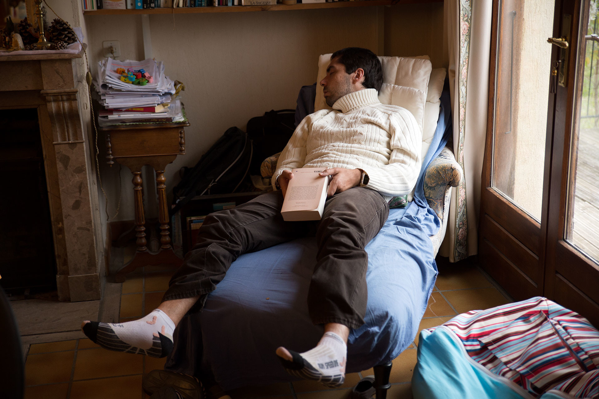 En pleine séance de lecture. Bon, j'étais un peu malade, il est vrai.